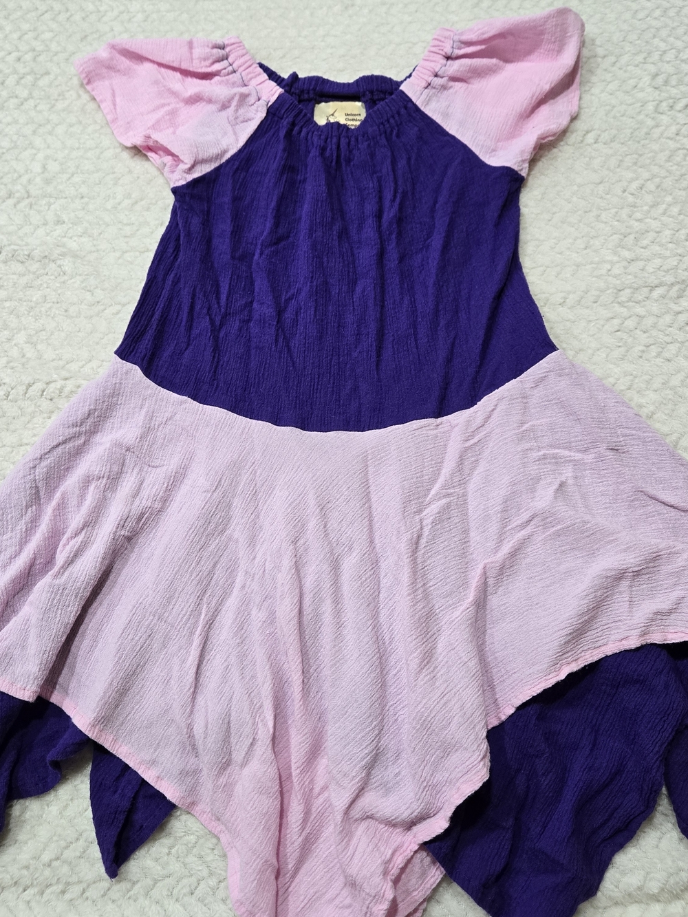 Unicorn Clothing Co. Purple Pink Cotton Gauze Dress Fairy Renaissance Girl Sz M